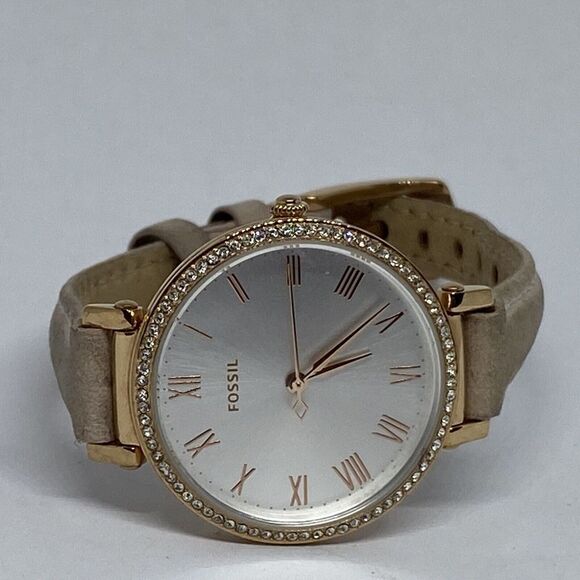 Fossil Kinsey ES4445 Women's Beige Leather Analog Silver Dial Quartz Watch JK89 - Picture 7 of 12